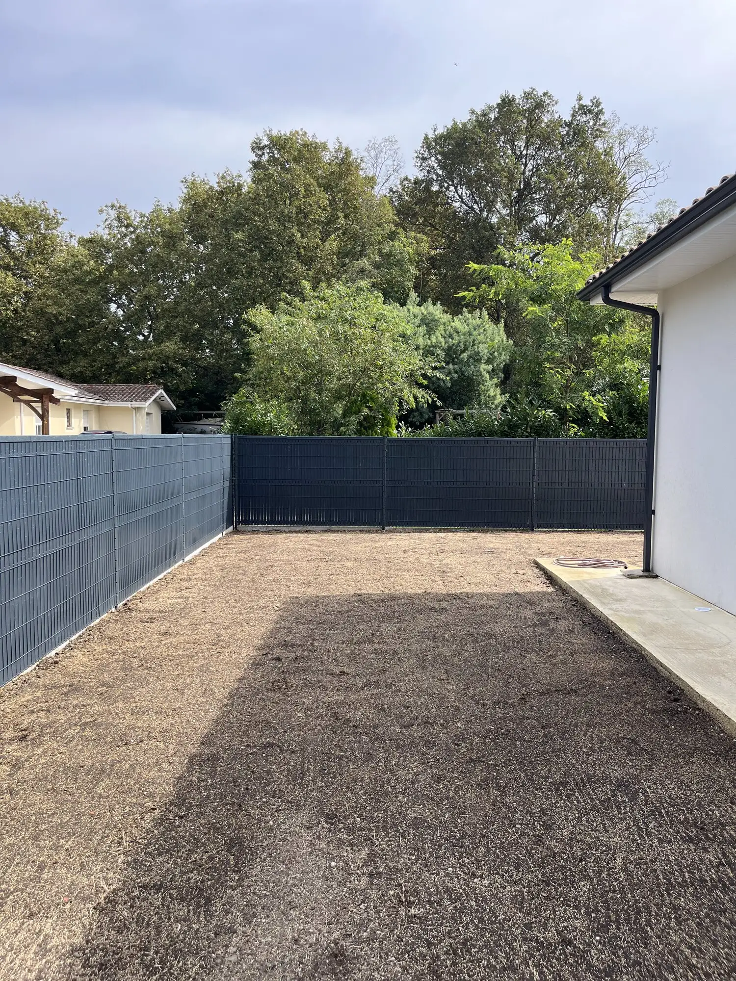 Fond du terrain préparé au râteau avant semis